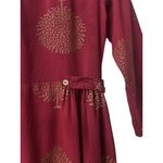 Sassafras Autumn Midi Dress XS Burgundy Gold Tree Print Fall Modest Boho Cottagecore Artsy Photo 7