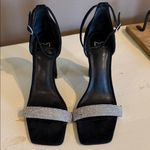 Marc Fisher Formal Black Suede & Silver Sparkle Bling Ankle Strap Heels Size 8 Photo 1