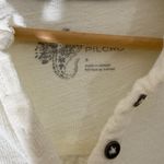 Pilcro  Boho Ruffle Henley Long Sleeve Cream Neutral Top Small Photo 2