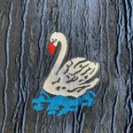 Retro Navy Blue Swan Print Sleeveless Fit and Flare Dress Bow Detail V Neckline Photo 8