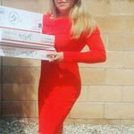 Say What? Say What Orange Sweater Midi Dress-Cold shoulder Cowl neck dress women size M Photo 6