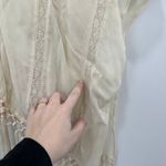 Muche Et Muchette Ivory Lace Shawl Poncho Boho One Size Fringe Beach Coverup Tan Photo 6