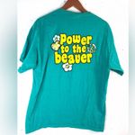 Bucees L Power to the Beaver Teal Short Sleeve Tee Top Green Size L Photo 0