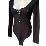 PINK - Victoria's Secret NWT, VS Pink Collegiate Texas Longhorns Black Bodysuit, Sz M Photo 4