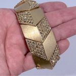 Gold Chevron Rhinestone Crystal Geometric Chunky Stretch Bracelet Photo 2