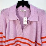 Marine layer Claire Relaxed Sweater Polo Merino Wool Cotton Large Pink NWT Photo 14