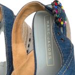 Marc Jacobs Denim Platform Wedge Espadrille Sandals Rhinestone Buckle Sz 37 Photo 3