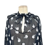 Rag and Bone Navy Blue Floral Print Tie Neck Long Sleeve Blouse Size XS Photo 1