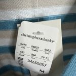 Christopher & Banks NWT  Cotton Cardigan Medium Blue White Long Sleeves Diamond Photo 3