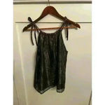 Madewell  Metallic Striped Silk Cami Black/Gold, sz 00 Photo 2