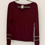 PINK - Victoria's Secret  Womens Small Maroon Sweatshirt Leopard Print Lightweight Photo 0