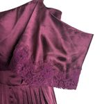 ASOS  Plum Burgundy Satin Lace Trim Pleated Cold Shoulder Maxi Dress Size 4 Photo 5