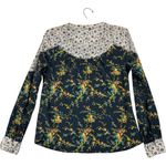 Sundance Button Front Floral Long Sleeve Top 100% Cotton sz Small Boho Western Blue Photo 5