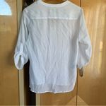 Tommy Bahama  Sheer Gauzy 100% Cotton White Henley Shirt Roll Tab Sleeves Small Photo 5