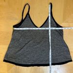 Tildon Ripple Textured Gray / Silver Semi Sheer Tank Top Black Trim Deep V XS Photo 5