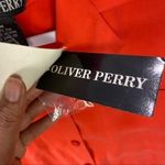 Oliver Perry Orange Silk Collared Sleeveless‎ Button Front Top Red Size M Photo 6