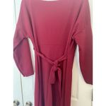 Boohoo ‎ Bodycon Stretch Knit Maxi Dress Size 20 Burgundy Plus Size With Slit Photo 4