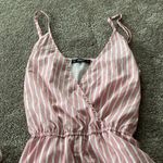 SheIn Pink/White Striped Romper SIZE L Photo 3