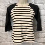 J.Crew  XXS Black & White Raglan Sailor Stripe Top Photo 1