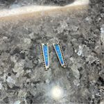 Blue and silver tie dye design ladder shaped earrings / NWOT Photo 3