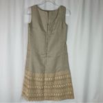 Handmade | Tan Mini Shift Dress Crochet Lace Hem Womens Small Photo 3