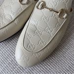 Gucci  Princetown Horsebit Leather GG Logo Monogram Loafer Mule In White Leather Photo 5