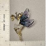 Fairy Brooch Pin with Acrylic Wings and Rhinestones Blue Photo 1