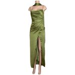 BHLDN  Delaney Scoop-Neck Scarf High-Shine Satin Maxi Dress, Olive Green, XS Photo 5