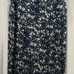 Diane Von Furstenberg  Navy and Cream Geometric Silk Pencil Skirt Size: 8 Photo 0