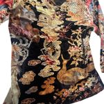 American Vintage 90s Y2K Velvet Dragon Bird Motif Top Medium #15 Photo 5