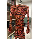 Pretty Little Thing Orange Zebra Flare Sleeve Tie Waist Bodycon Dress Photo 4