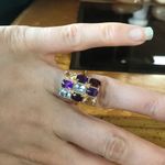 Multi Gemstone Sterling Silver Yellow Gold Vermeil Art Deco Ring Size 6 Purple Photo 1