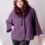 Lane Bryant  Retro Chic Plum Purple Pea Coat Cape Jacket Faux Fur Size 1X 14/16 Photo 1