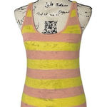 Banana Republic  Linen Tank Top Sz S Pink Yellow Striped Racerback Photo 0