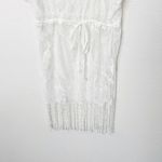 [Costyleen] White Fringe Hem Scoop Neck Sheer Beach Swim Coverup NWT Sz Medium M Photo 8