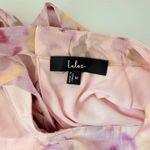 Lulus  Happily Sweet Light Pink Floral Mock Neck Backless Mid Dress Photo 11