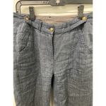Poetry Linen Blend Pants 4 Blue Woven High Waist Straight Leg Cotton Lagenlook Photo 4