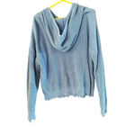 AQUA  Blue 100% Cotton Ribbed knit Hooded Sweatshirt Size Medium Photo 4