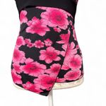 American Vintage Y2K Black Pink Floral Wrap Top Tie Back Women's Small Sleeveless V Neck USA Made Photo 3