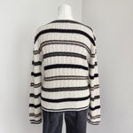 American Vintage Vintage Reba Rose 90s Ribbed Knit Cream Striped Sweater Long Sleeve Neutral M Photo 6