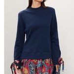 La Double J Blue Floral Long Sleeve Crewneck Tie Sleeves Sporty Dress Size Small Photo 0