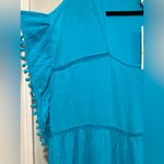 NWT Perfectly Palm Size M Turquoise Pom Pom Sleeve Pullover Sundress Coverup Blue Size M Photo 6