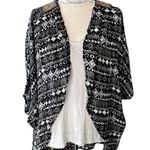 Miss Me Open Front Aztec Cardigan With Beaded Shoulder Photo 8