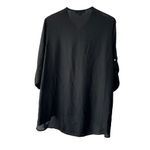 Atmosphere  Black Roll Tab Sleeve Zip Front Blouse Women's Size 12 Photo 5