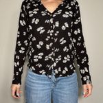 Maeve  by Anthropologie Bohemian Black Button Down Bow Pattern Blouse Size 8 Photo 1