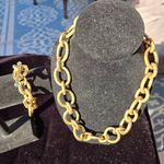 Julie Vos 24K Plated Gold & Blue Gemstone Bali Necklace & Bracelet Set Photo 3