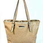 MICHAEL KORS MK Signature Jet Set Travel CARRYALL TOTE Bag Oyster Patent Leather Tan Photo 0