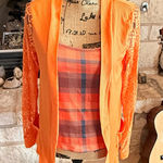 Source Unknown Orange Plaid Sleeveless Top and Bright Jacket Photo 0