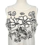 Worthington Floral Embroidered Mesh Upper Tank Top White Black Size Large NWT Photo 1