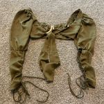 Isa Boulder bra top crop top green tie back lace up long sleeve small Photo 3